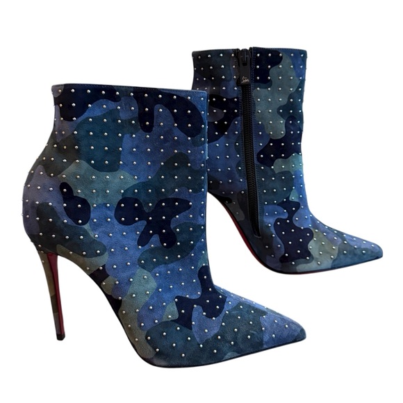Christian Louboutin Suede Camouflage So Kate Booty Plume 100 Boots EU 37 US 7 - Picture 1 of 11